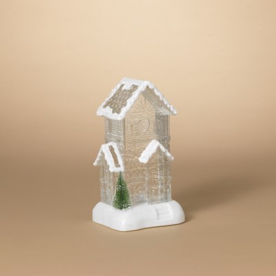 10" LED Clear House Glitter Lantern