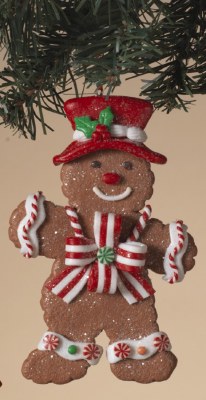 5" Gingerbread Wearing a Top Hat Ornament