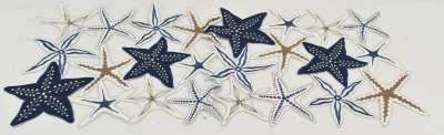 14" x 33" Dark Blue Starfish Cutwork Coastal Table Runner