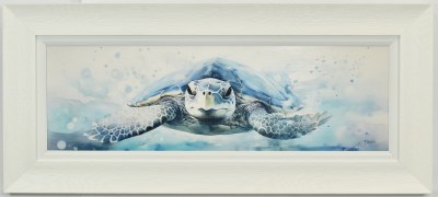 19" x 43" Graceful Glider Coastal Gel Textured Print in a White Frame