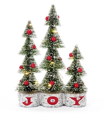 13" LED "Joy" Triple Tree Statue