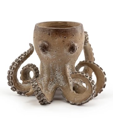 6" Taupe Polyresin Octopus Pot