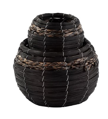7" Round Black and Brown Basket