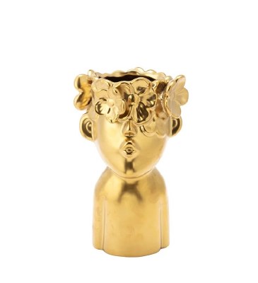 8" Gold Kiss Face Ceramic Pot