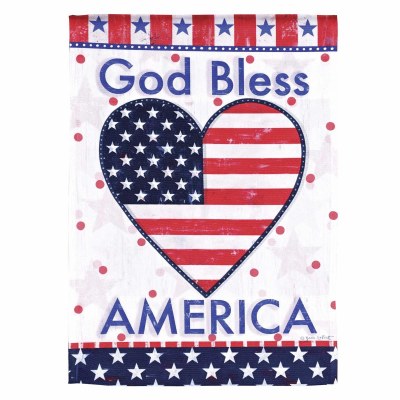 18" x 13" "God Bless America" Stars and Stripes Heart Mini Garden Flag