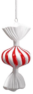 7" Red and White Onion Shaped Peppermint Candy Ornament
