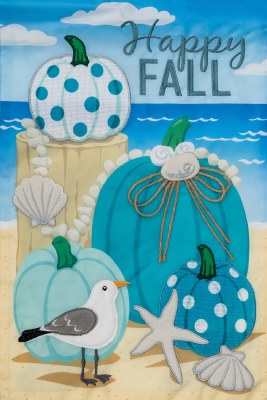 18" x 12" "Happy Fall" Blue Pumpkins Mini Fall Garden Flag