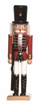15" Red Wood Nutcracker Holding a Rifle Statue