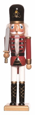 15" Red Wood Nutcracker Holding a Sword Statue