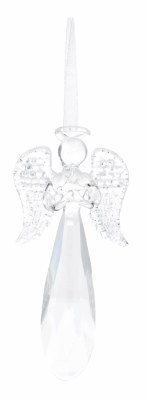 5" Clear Slim Wings Angel Glass Ornament