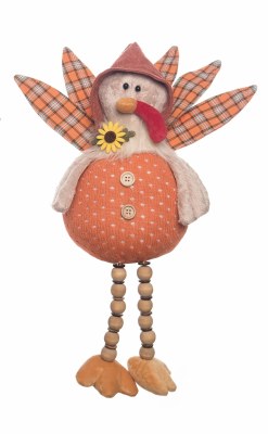 18" Plush Turkey Wearing a Hood Shelf Sitter