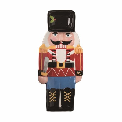 15" Multicolored Ceramic Nutcracker Chip & Dip Dish