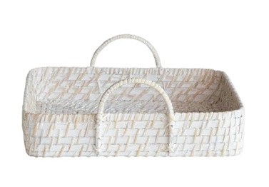 12" x 16" Whitewash Wicker Tray With Handles