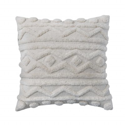 20" Sq Cream Tufted Pattern Decorative Pillow