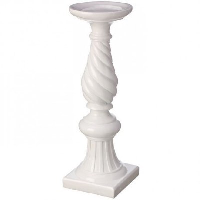 16" Gloss White Polyresin Pillar Candle Holder