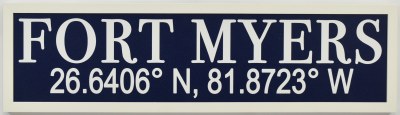 9" x 33" Navy "Fort Myers" Coordinates Coastal Wall Art Plaque