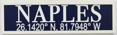 9" x 33" Navy "Naples" Coordinates Coastal Wall Art Plaque