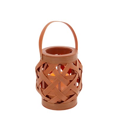 6" Light Brown Lantern With a LED Candle
