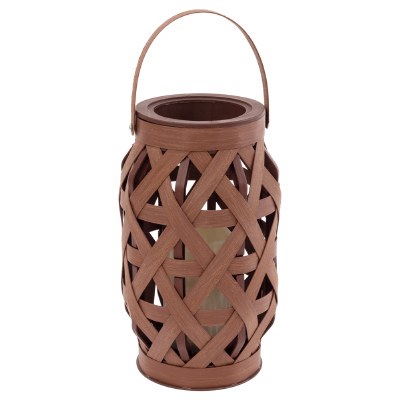 9" Brown Lantern With a LED Candle