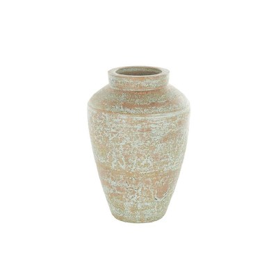 15" Terracotta and Verdigris Ceramic Vase