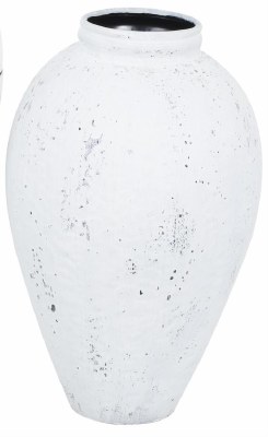 24" Distressed White Metal Floor Vase
