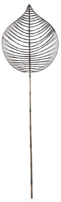 79" Black Rattan Round Tropical Leaf