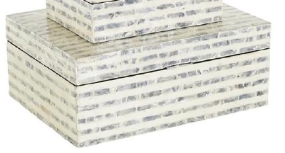 12" x 9" Cream and Gray Mother of Pearl Box