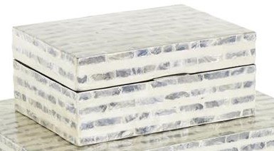 8" x 6" Cream and Gray Mother of Pearl Box