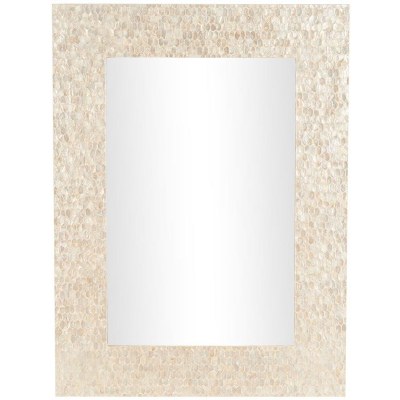 48" x 36" Cream Mosaic Mother of Pearl Mirror