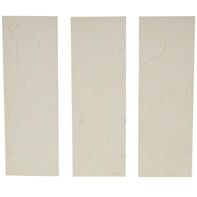 Set of Three 47" x 16" Cream Tropical Leaves Panels