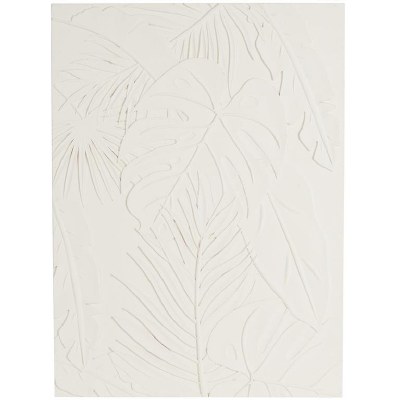 47" x 35" White Tropical Leaves Wall Plaque