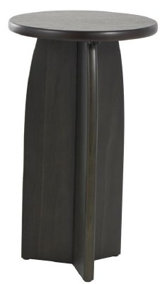 14" Round Black Wood End Table