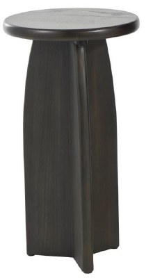 12" Round Black Wood End Table