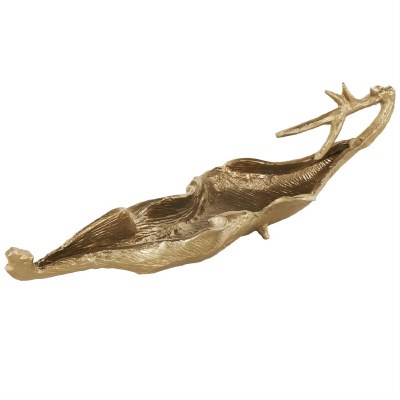 9" x 24" Gold Metal Tropical Leaf Bowl