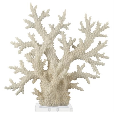 21" Faux White Branch Coral on a Clear Base