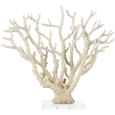 24" Faux White Branch Coral on a Clear Base