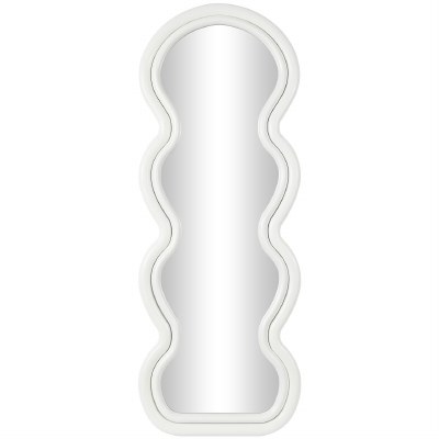 63" x 24" White Wavy Mirror