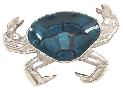 8" Blue and Silver Metal Crab Bowl
