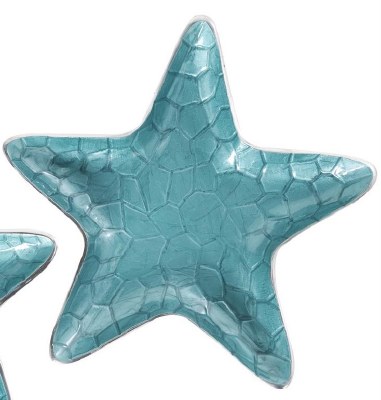 13" Teal and Silver Metal Starfish Dish