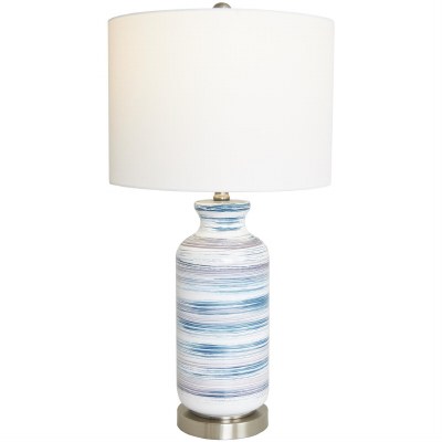 28" Blue and White Stripe Table Lamp
