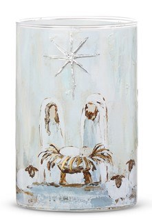 6" Holy Family Glass Hurricane