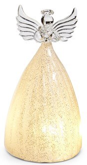 7" LED White and Gold Glass Angel Figurine