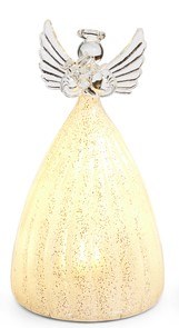 6" LED White and Gold Glass Angel Figurine