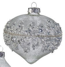 4" Silver and Gray Beads Glass Onion Ornament