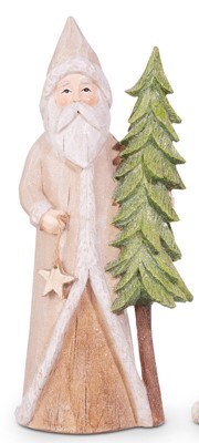 11" Beige Polyresin Santa Holding a Star Figurine