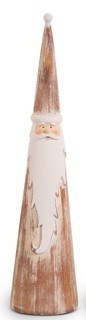 12" Brown and White Polyresin Cone Santa Statue