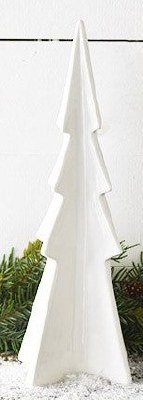 16" White Modern Ceramic Christmas Tree Statue