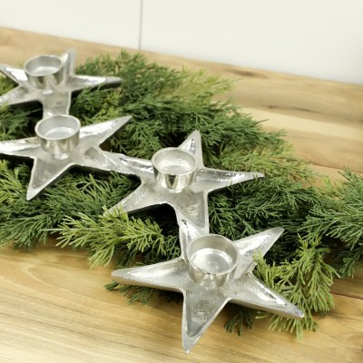 22" Silver Aluminum Four Star Votive Candleholder
