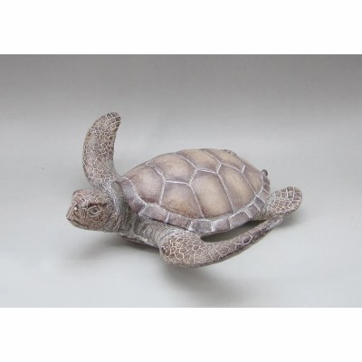 10" Taupe Polyresin Sea Turtle Statue