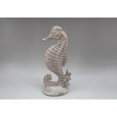 11" Taupe Polyresin Seahorse Statue
